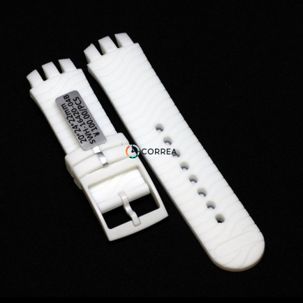 Каучуковый ремешок для часов Swatch YTS712/408/704G белый RKS-005 - 6